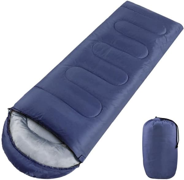 Sovepose til voksne, Enkel sovepose til voksne til 3 sæsoner, Letvægt til camping og vandring Navy Blue