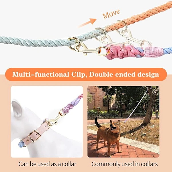 Multifunctional Rope Leash for Dog 250 cm * 1.2 cm with Adjustable Double