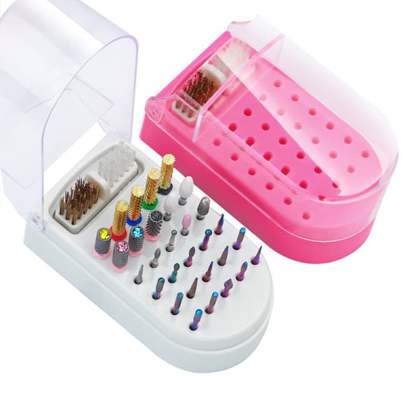 IC 2 i 1 neglebits-holder Fræserenser 30 huller Støvtæt Pink