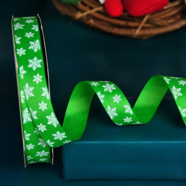 IC Band Gavebånd Monokrom Grøn Snowflake2ST