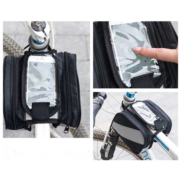 IC Cykeltelefonväska Cykelfrontram Top Tube Pack Cykelväska Sort