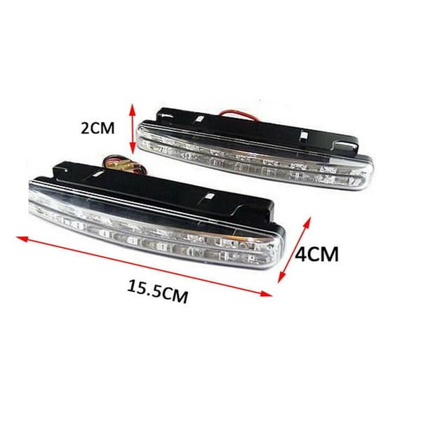 2 stk. 8-LED dagslys Bil DRL Dimlys Pære Super Bright Wat