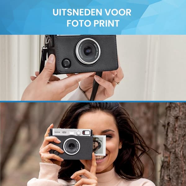 Fujifilm Instax Mini Evo Kamerataske, PU Lædercover Med Rem, Støv- Og Ridsebeskyttelse Til Rejser, Sort