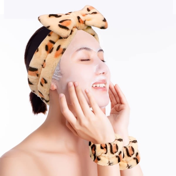 IC 6 st Ansiktstvättarmband och set, sminkpannband för kvinnor för att tvätta ansikte, hudvård, spa, sminkborttagning, dusch ( print, regnbåge)