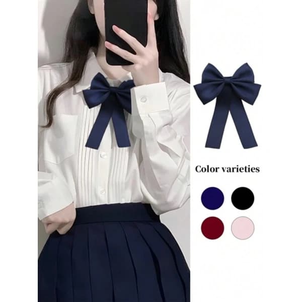 1pc Solid Sweet Collegiate Bow Tie For Women - Everyday & School Accessory (Valentine's Day) Light Purple Light Purple