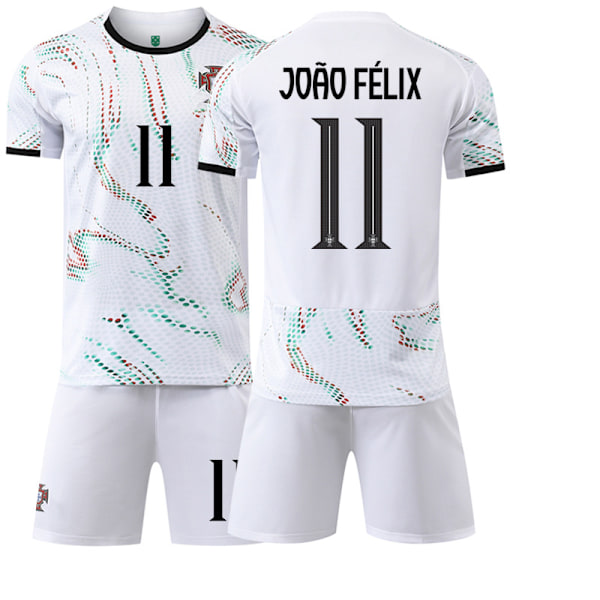 25-26 Portugal bortedrakt hvit fotballuniform sett Nr. 7 Ronaldo Nr. 10 B Silva drakt 8 B Fee 11 Phillips Portugal away number 11 #20