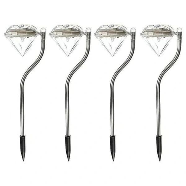 4-pak LED-solcellelamper med farveskiftende diamantindsats til have, græsplæne og landskab