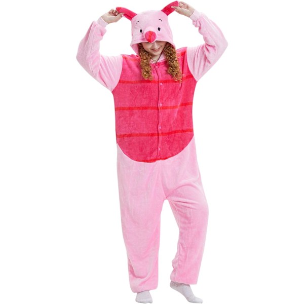 Onesies for kvinner, Onesies for voksne menn, Pyjamas-onesies, Enhjørning, Flanellpyjamas, Dyre-onesies, 3D hettegensere, Halloween, Julekostymer Pig cult M