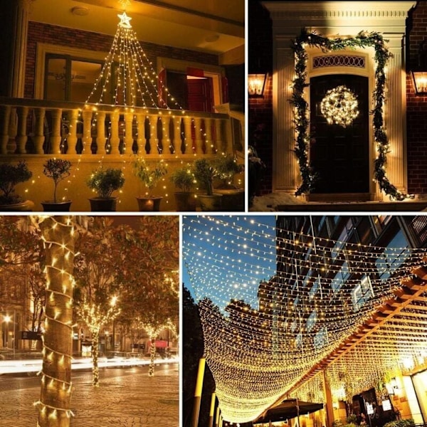 100M 600 LED Ljusslinga Karneval Bröllop Utomhus Inomhus Trädgårdsbelysning - RWInomhus Möbeldekoration Juldekoration Ljusslingor..DEBUNS