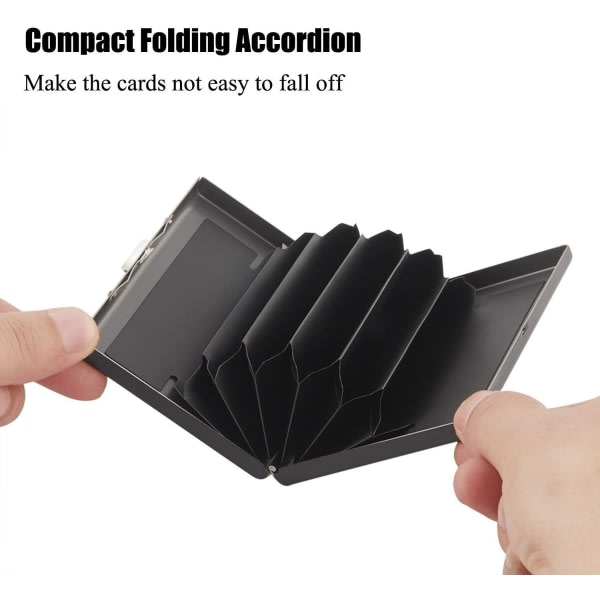 IC Korthållare-Rostfri med fack-Skyddar RFID - plånbokmetall Svart