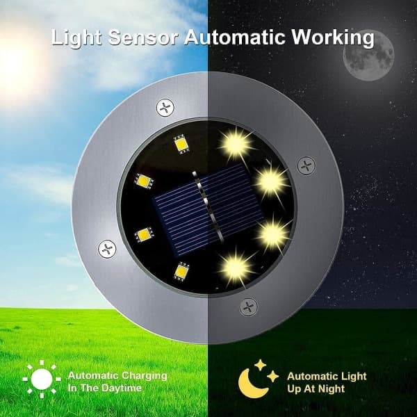 IC Solar-Maajalamput, Ulko-Solar-Levy Puutarhavalot, 8 LED