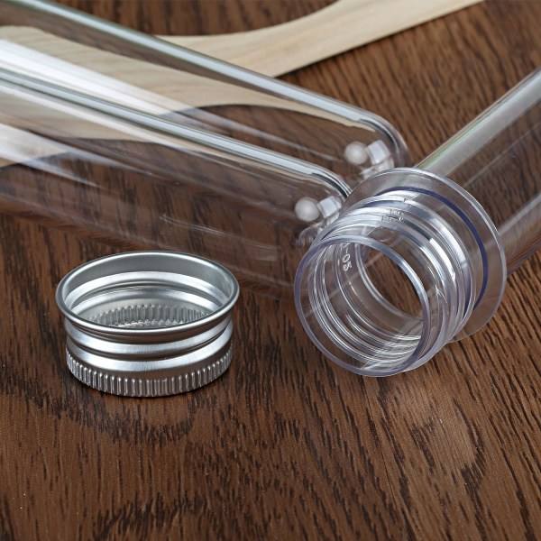 IC-set med 12 genomskinliga plastprovrör på 40 ml med lock