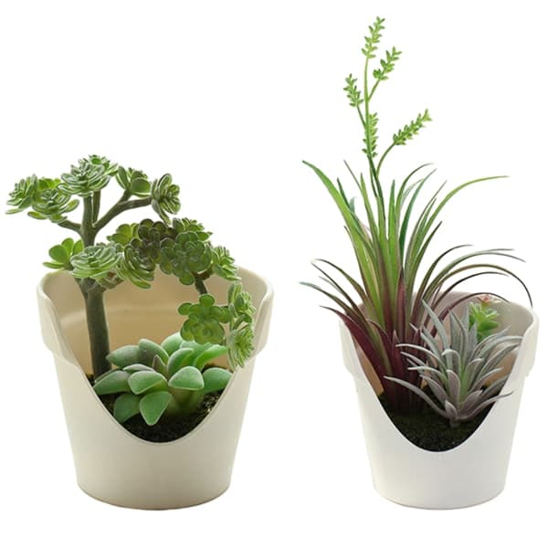 IC 2 stk. simuleringssukkulenter, falske blomsterpotter, kunstige