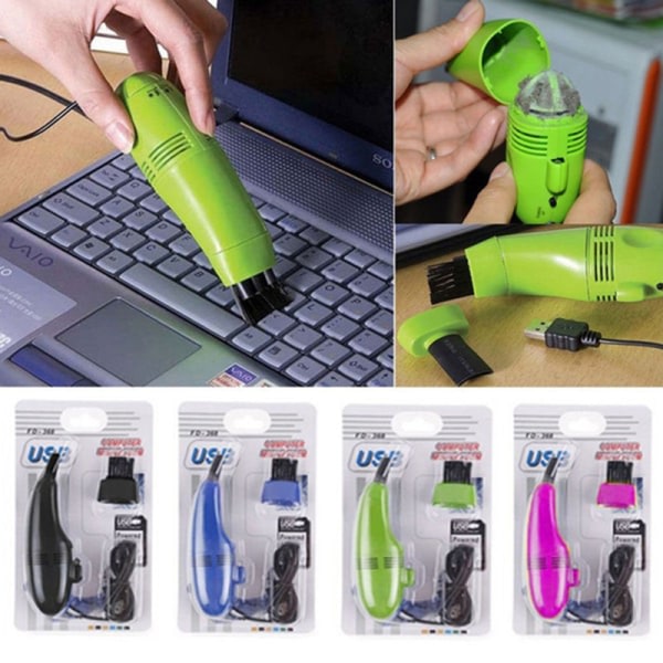 IC Mini Dator Dammsugare USB Tangentbordsrengörare PC Bärbar Datorborste Grön