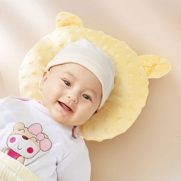 IC Enfärgad baby för nyfödda Mjuk och bekväm sömnstödskudde Bekväm konkav amningskudde i bomull Yellow