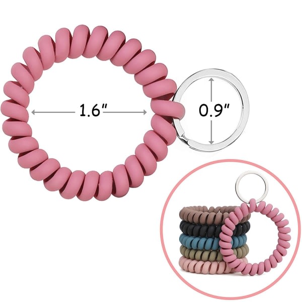 6ST Strekkbart armbånd Armbånd Nøkkelring Håndledd Nøkkelring Armbånd, Spring Fleksibel Spiral håndledsspole ? Armbånd Armbånd Nøkkel IC