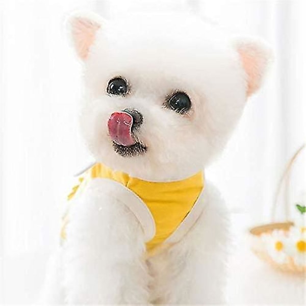 IC Yoitea bomullshundskjortor för små hundar Sommarkläder för husdjur Söt solrosväst Valpkatt T-shirts Gi gul