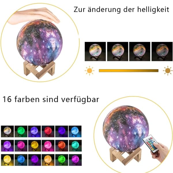 IC 3D-månelampe LED-nattelys med berøringskontroll lysstyrke