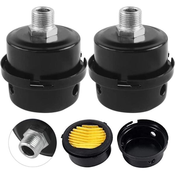 2 Stykker Luftfilter Lyddæmper, Luftkompressor Filter Lyddæmper, 3/8\" Luftkompressor Filter 16mm
