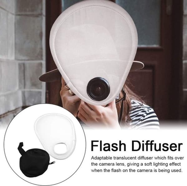 Kamera blitsdiffuser, sammenleggbar softbox lysdiffuser, PU-materiale, for fotografering og studio, hvit