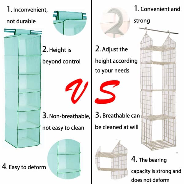 IC Plastgarderobe Organizer Klesstativ, 5 rom/ Mesh