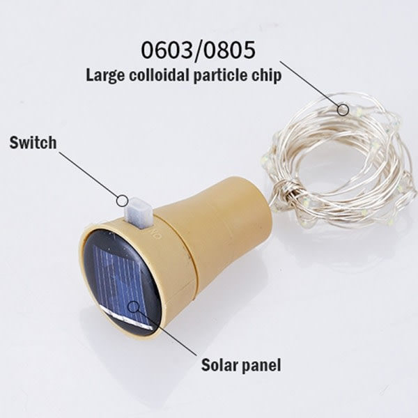 20LED-ketju aurinkokennoilla viinipulloon - Korkki-tähtivalot L