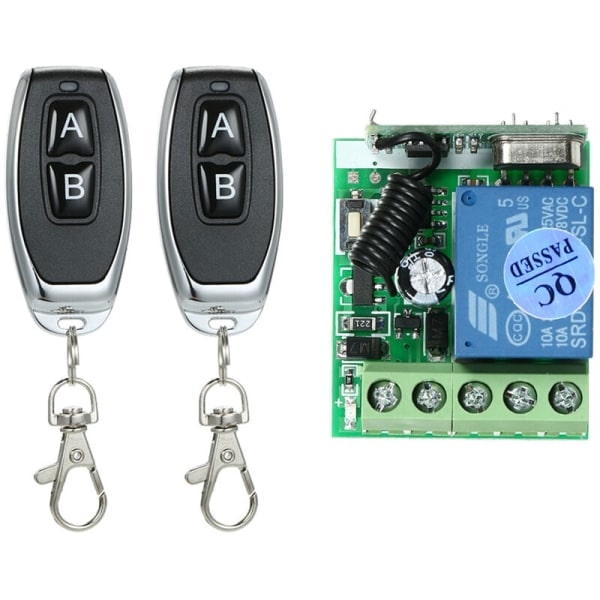 IC Trådløs Switch, DC 12V 1Ch Fjernbetjening Switch med 2 Fjernbetjeninger