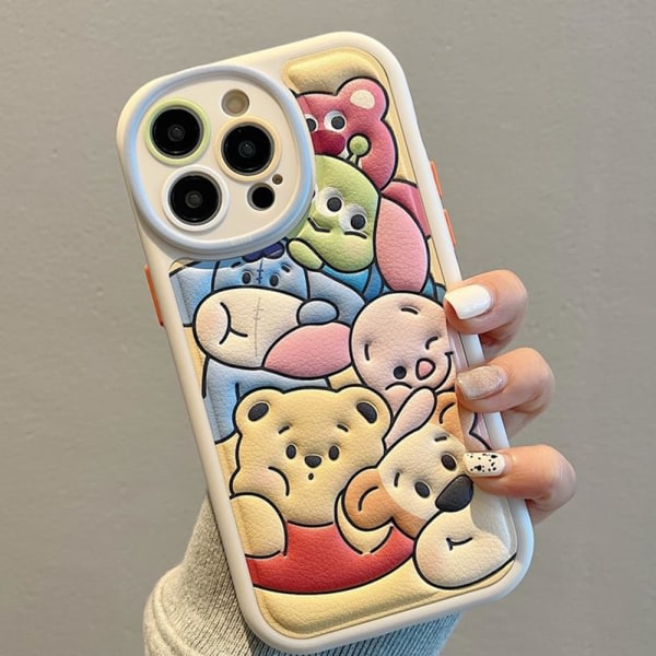 IC Compatibel kanssa iPhone 12 Pro Cute Case, Kawaii Phone Case TPU Läder Phone Zoo Emboss Cartoon Case iPhone 12 Pro