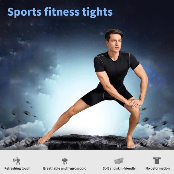 IC Kort 3 långa unisex Legging Tight Gym Löpning Fitness Sport Pa musta XL