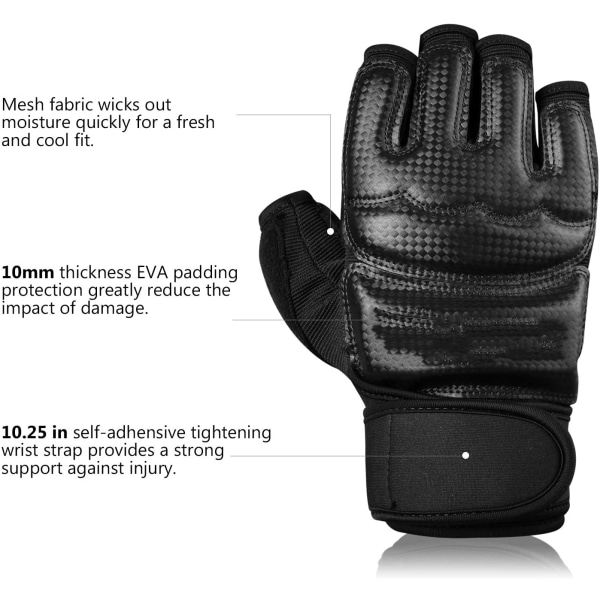 IC Bokseposeboksning Kampsports MMA Sparring Grappling Muay Thai Taekwondo Træning PU Læder Håndledsbind Handsker - Sort - M