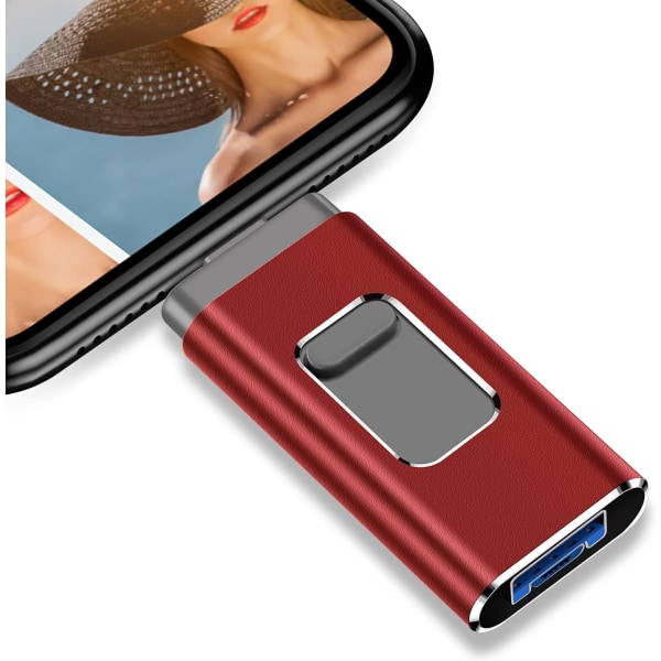IC USB-muistitikku iPhone/tietokoneelle yhteensopiva 64GB Memory Stick (64GB, Punainen) Voit tallentaa tiedostoja ja valokuvia