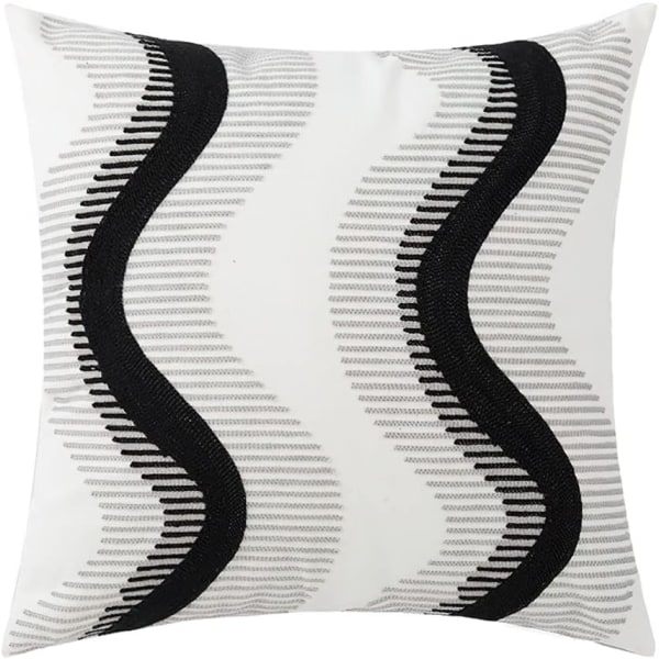 IC Broderi Bomull Dekorativt Cover Boho Geometriskt Mönster Cover för Bäddsoffa (Geometriskt H, 18\"x18\")