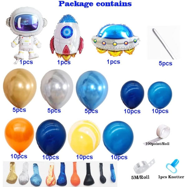 IC Tegnet Astronaut Folieballong Astronaut Tema Gutt Bursdagsfest Dekorasjon Sett (Astronaut)