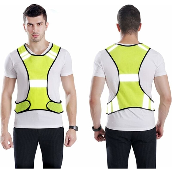 Reflekterende vest og armbånd, justerbar reflekterende sikkerhedsvest med høj synlighed til løb, cykling og jogging