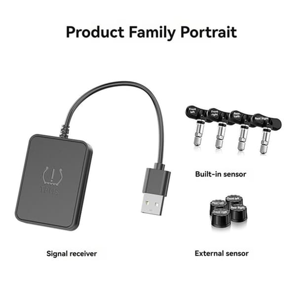 Reserve Dekktrykkovervåkingssystem med Intern Sensor USB TPMS