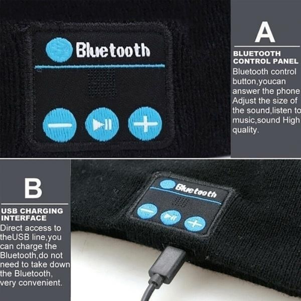 Sömnhörlurar - Bluetooth-pannband med mikrofon Svart