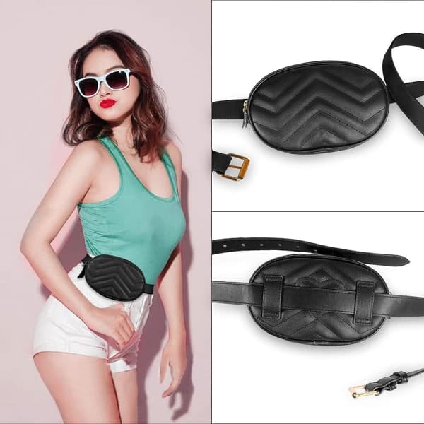 IC Dam Midjeväskor Vandtæt PU-Læder Bæltetaske Fanny Pack Cross
