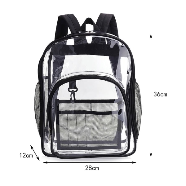 IC Gennemsigtig Rygsæk Stor Gennemsigtig Robust PVC-Transparent (Sort)