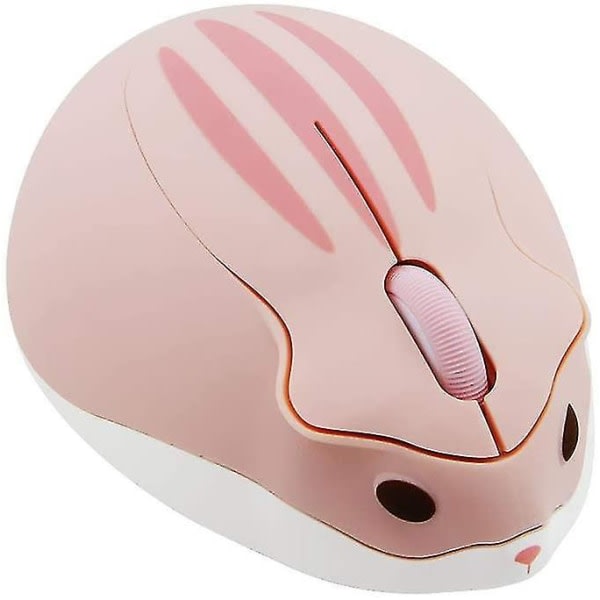 2,4 GHz trådlös mus Söt hamsterform Mindre ljud Bärbar mobil optisk sladdlös mus (rosa)