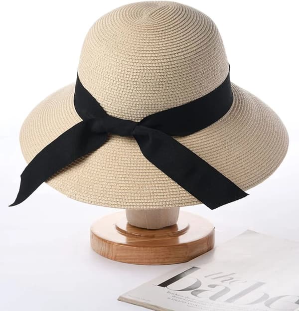 Dame Solhat, UPF 50+ Bred Skygge Strand Solbeskyttelseshat, Beige