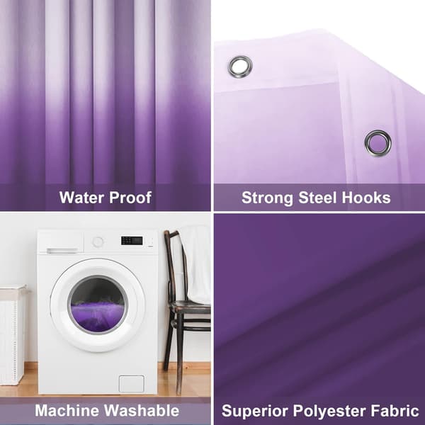 Duschdraperiset Vattentätt Mögelresistent Våffelvävd Polyestertyg för Badrum Ombre Lila 180x180 cm