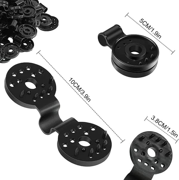 50 Markisklämmor - Monteringsklämmor i plast för insynsskydd, med ringar - för duk