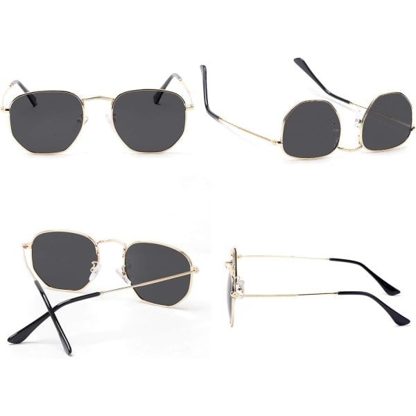 IC Hipster Kuusikulmaiset Polarisoidut Aurinkolasit Miehille Naisille Geometrinen Neliömäinen Pieni Vintage Metallikehys Retro Varjostuslasit