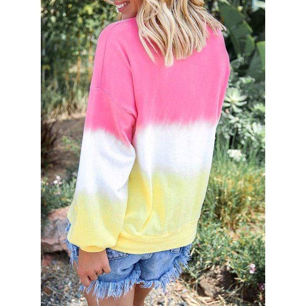 IC Eytino Långärmad Tröja för Kvinnor Colorblock Tie Dye Tryckt