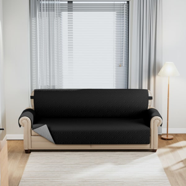Vandtæt og skridsikker sofaovertræk med elastiske bånd Vaskbart sofaovertræk Sort Betræk til dobbeltsofa