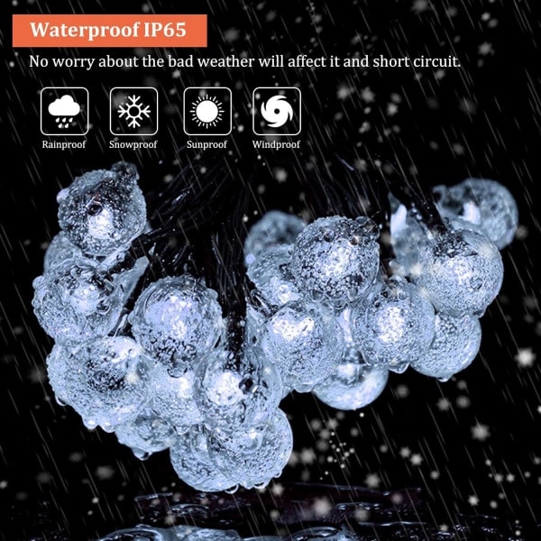 IC Ulkoilma Solar String Lights, 7M/23ft 50LED Ulkoilma Solar String Lights Vedenkestävä IP65 8 tilaa Solar String (Valkoinen)