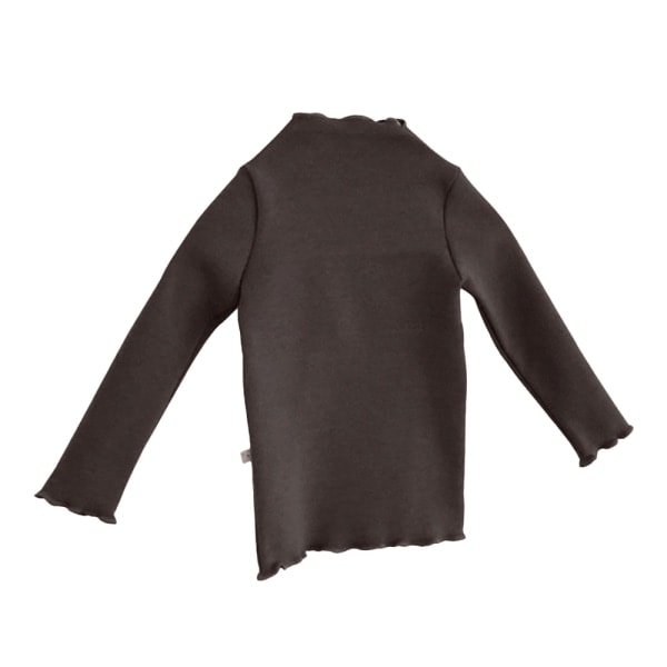Baby pige langærmet t-shirt med høj hals i mørkebrun