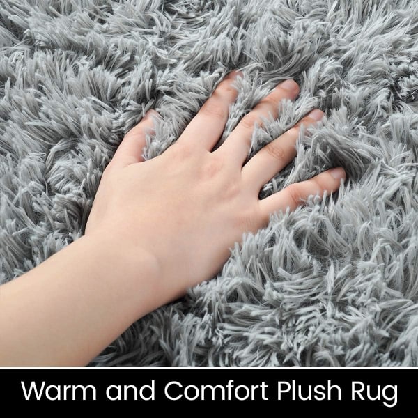 IC Ovala fluffiga mattor, moderni plysch matta för barnsovrum Extra bekväm söt-grå