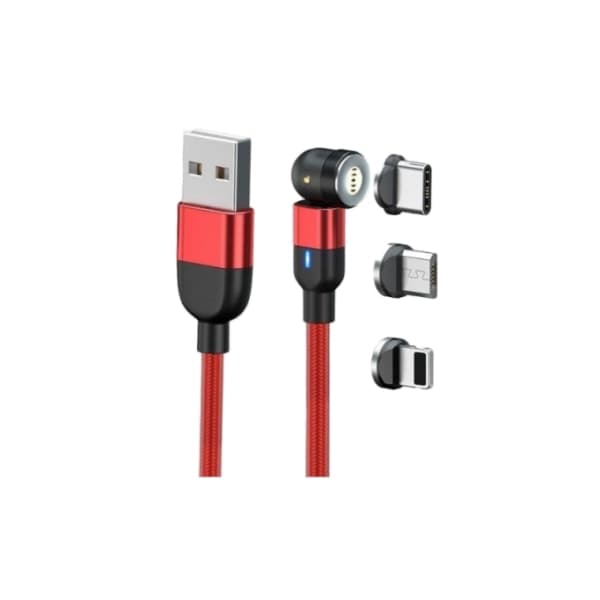 IC Magnetisk Kabel (USB-C - Micro USB - Lightning - 1m - Rød)
