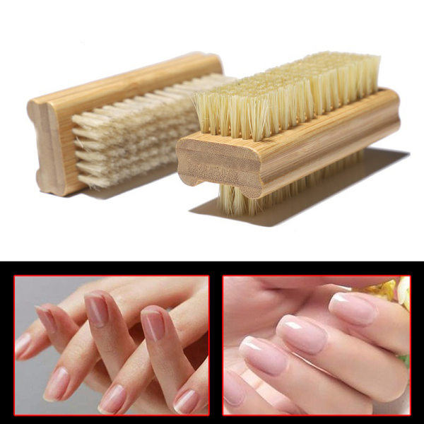 IC 1st Nagelborstar Dubbelsidigt trähandtag Nagelrengöring Scrubb